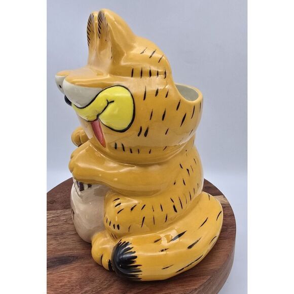 VTG Garfield Hand Painted Ceramic Cookie Jar / Planter ( Personalized Grant ) - Picture 10 of 12